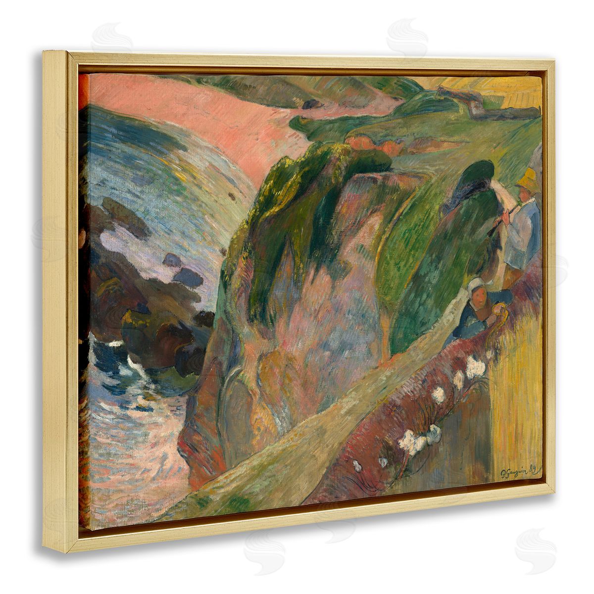 one1000paintings Classic Gauguin Above The Sea Gold Floating Frame Canvas Wall Art Print