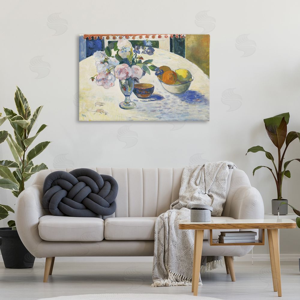 one1000paintings Classic Gauguin Flowers & Fruit Bowl Canvas Wall Art Print in Room