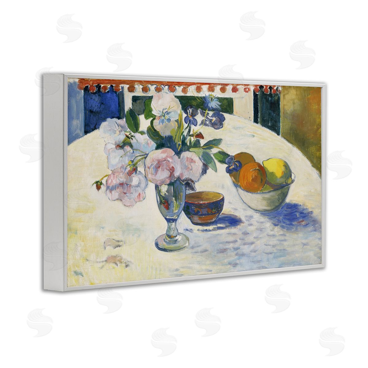 one1000paintings Classic Gauguin Flowers & Fruit Bowl White Framed Giclee Wall Art Print