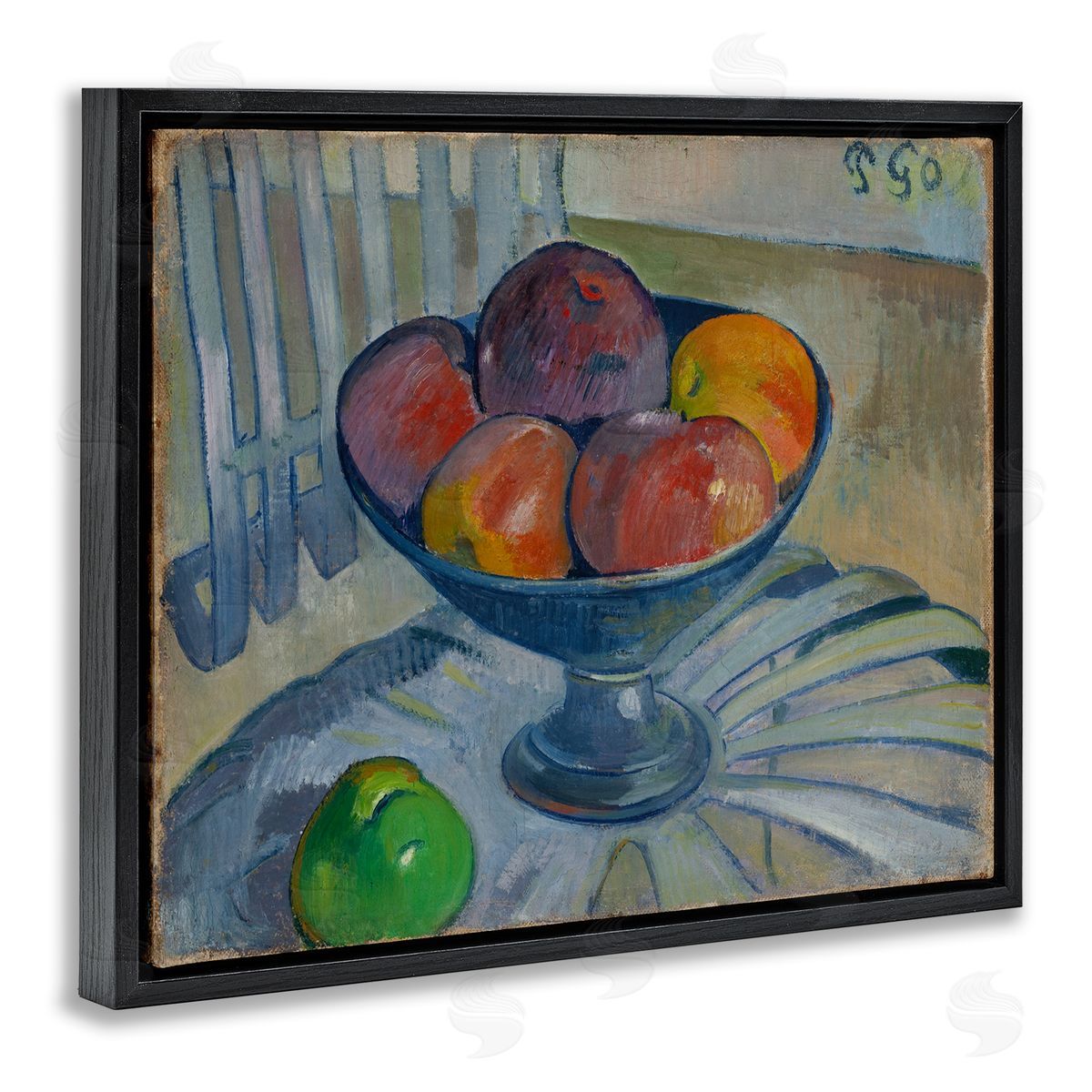 one1000paintings Classic Fruit Dish on Garden Chair Black Floating Frame Canvas Wall Art Print
