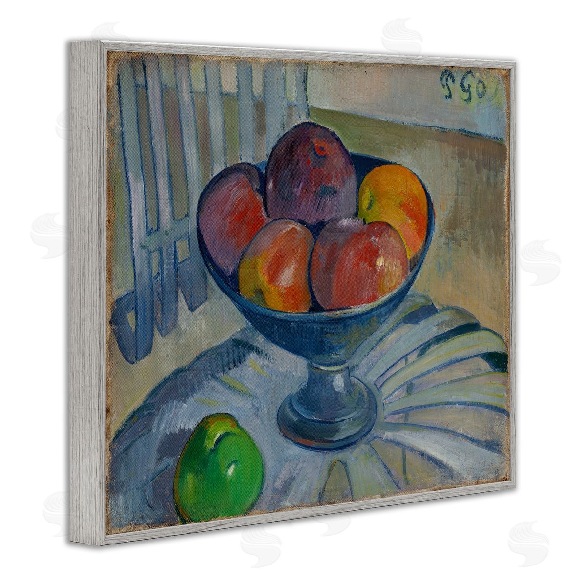 one1000paintings Classic Fruit Dish on Garden Chair Gray Framed Giclee Wall Art Print
