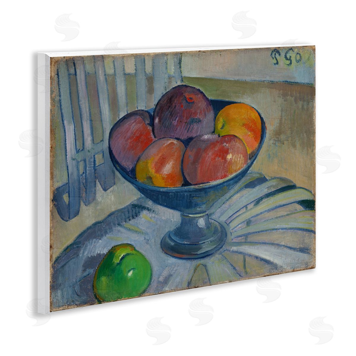 one1000paintings Classic Fruit Dish on Garden Chair Wooden Wall Plaque Art Print