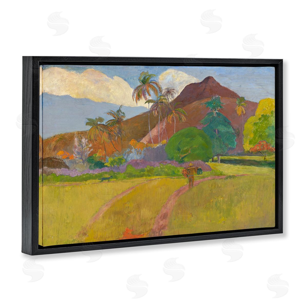 one1000paintings Classic Tahitian Landscape Black Floating Frame Canvas Wall Art Print