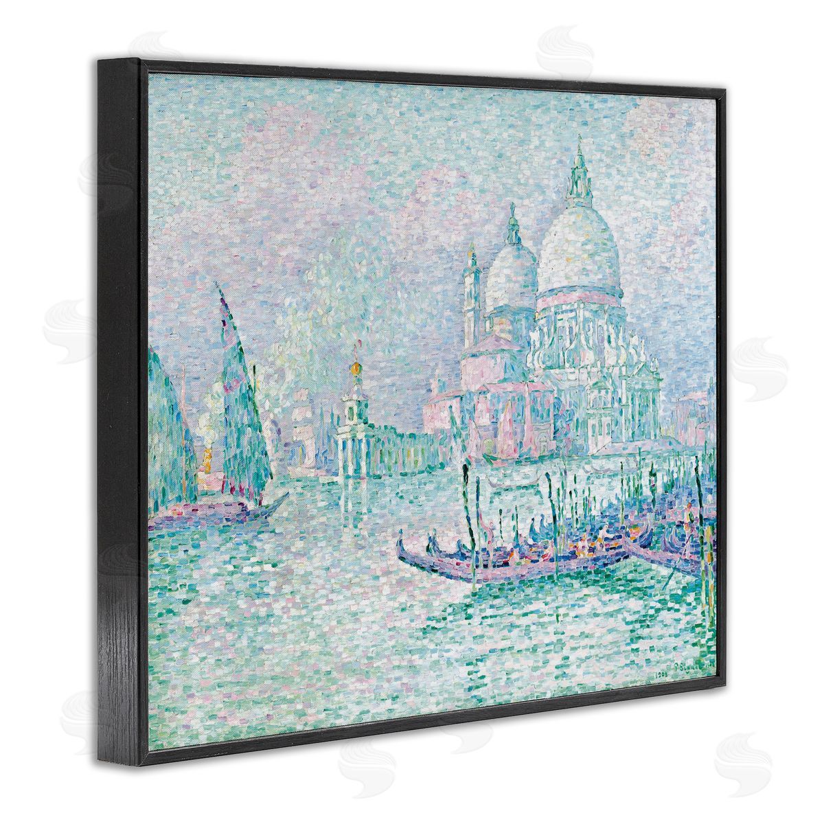 one1000paintings Classical Venice Signac Painting Black Framed Giclee Wall Art Print