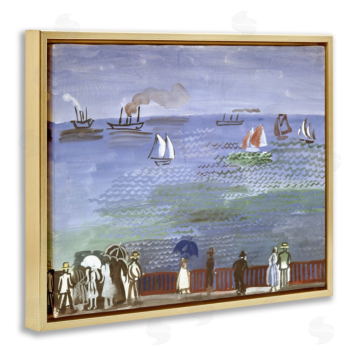 one1000paintings Classic Raoul Dufy Nautical Scene Gold Floating Frame Canvas Wall Art Print