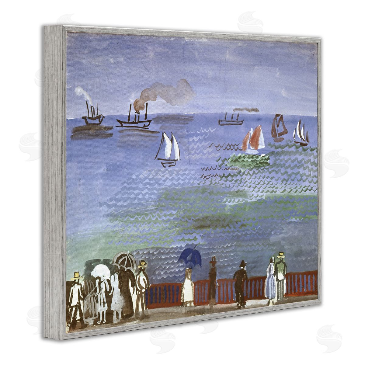 one1000paintings Classic Raoul Dufy Nautical Scene Gray Framed Giclee Wall Art Print