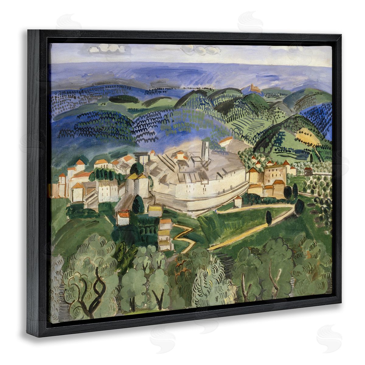 one1000paintings Classic Raoul Dufy Landscape Black Floating Frame Canvas Wall Art Print