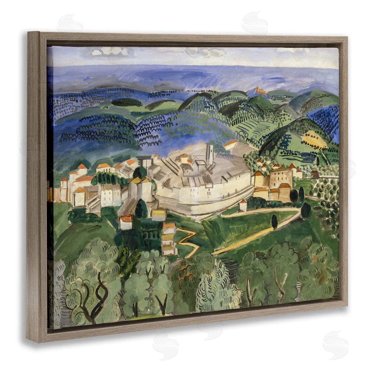 one1000paintings Classic Raoul Dufy Landscape Brown Floating Frame Canvas Wall Art Print