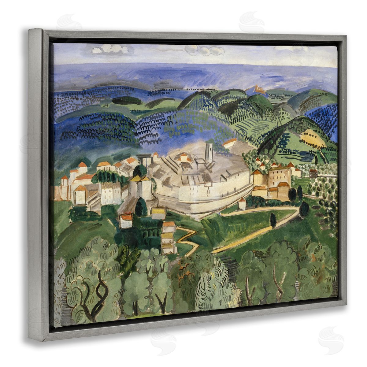 one1000paintings Classic Raoul Dufy Landscape Gray Floating Frame Canvas Wall Art Print
