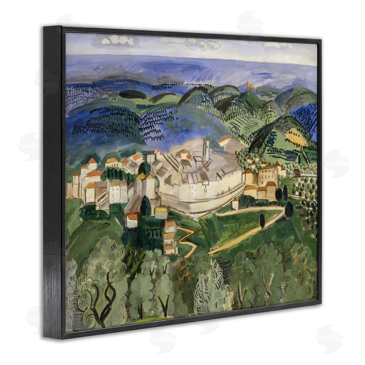 one1000paintings Classic Raoul Dufy Landscape Black Framed Giclee Wall Art Print