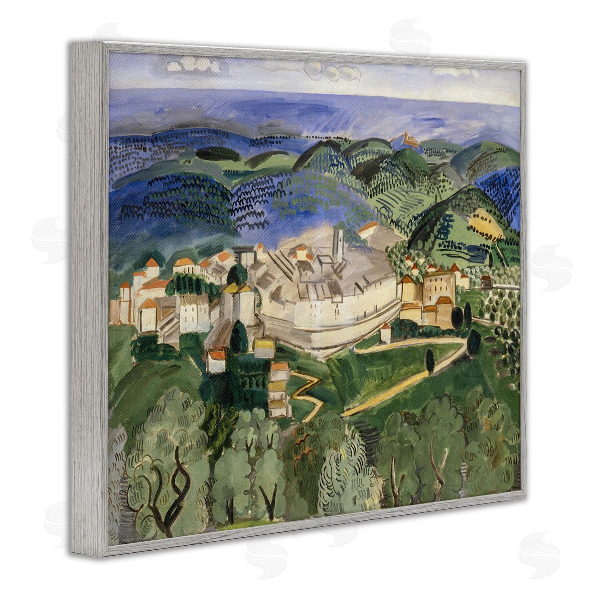 one1000paintings Classic Raoul Dufy Landscape Gray Framed Giclee Wall Art Print
