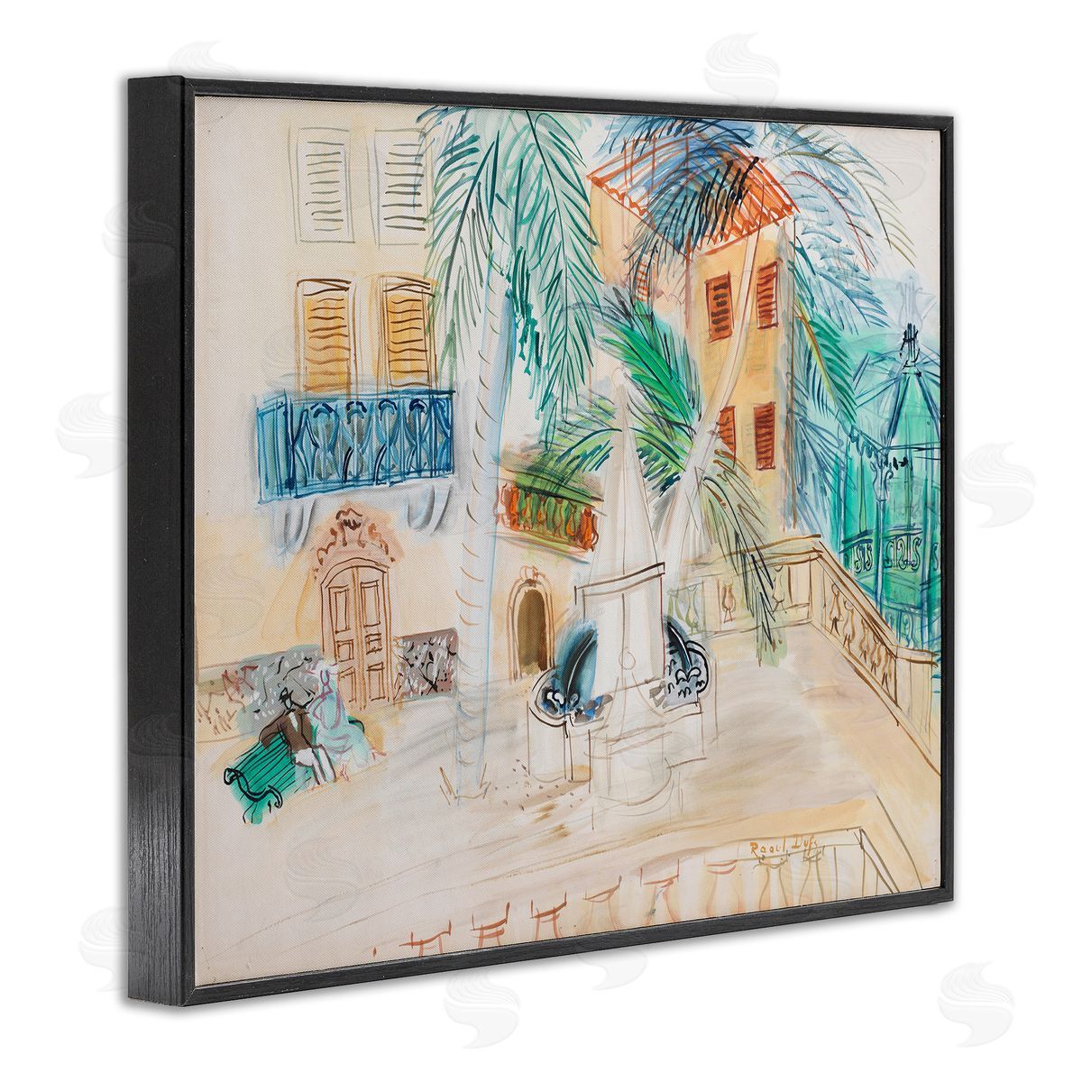 one1000paintings Couple Sur Un Banc Dufy Classic Black Framed Giclee Wall Art Print