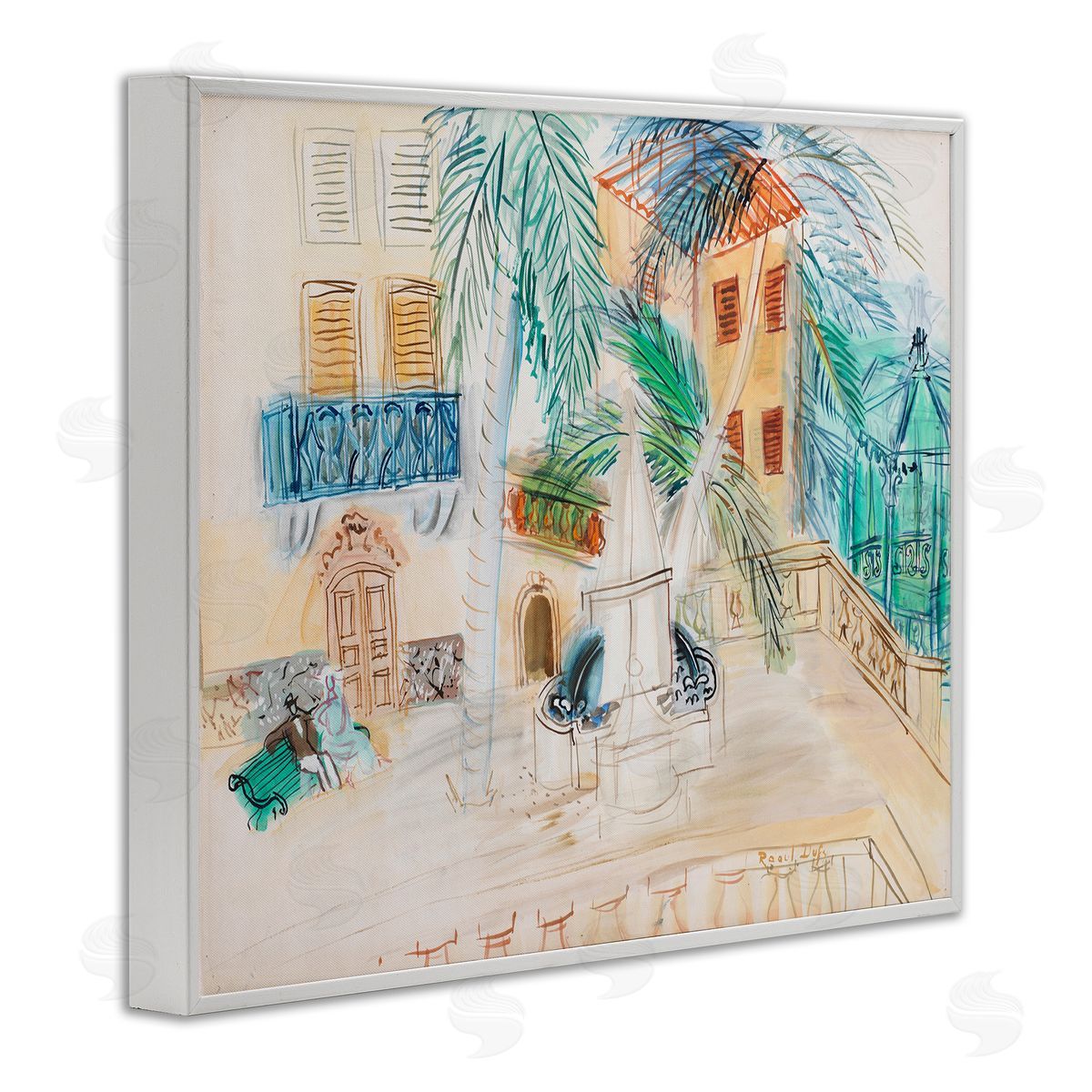 one1000paintings Couple Sur Un Banc Dufy Classic White Framed Giclee Wall Art Print