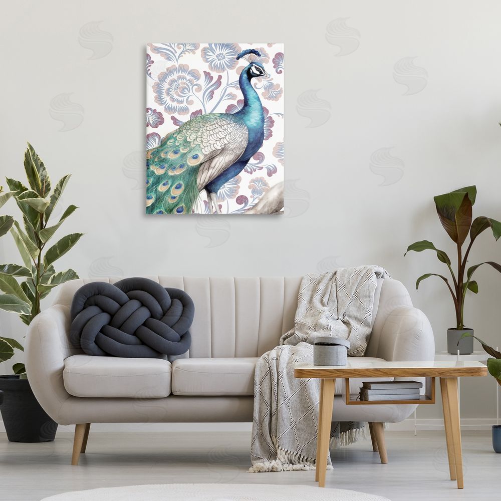 Kim Allen Peacock on Vintage Florals Canvas Wall Art Print in Room