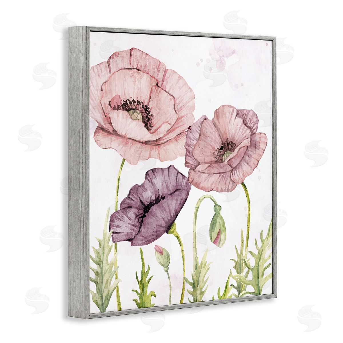 Kim Allen Soft Pastel Poppy Garden Gray Framed Giclee Wall Art Print