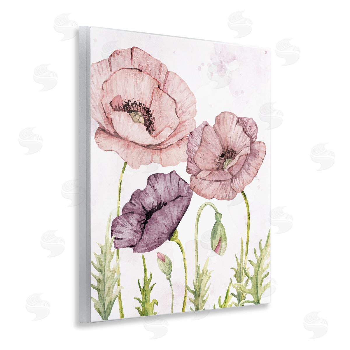 Kim Allen Soft Pastel Poppy Garden Wooden Wall Plaque Art Print