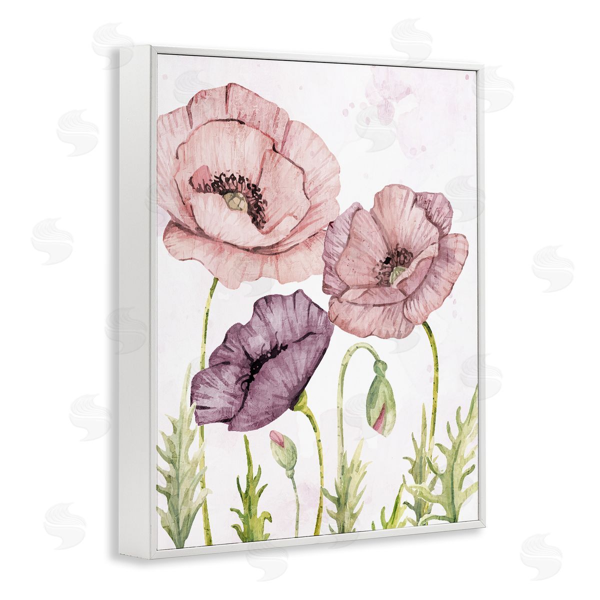 Kim Allen Soft Pastel Poppy Garden White Framed Giclee Wall Art Print
