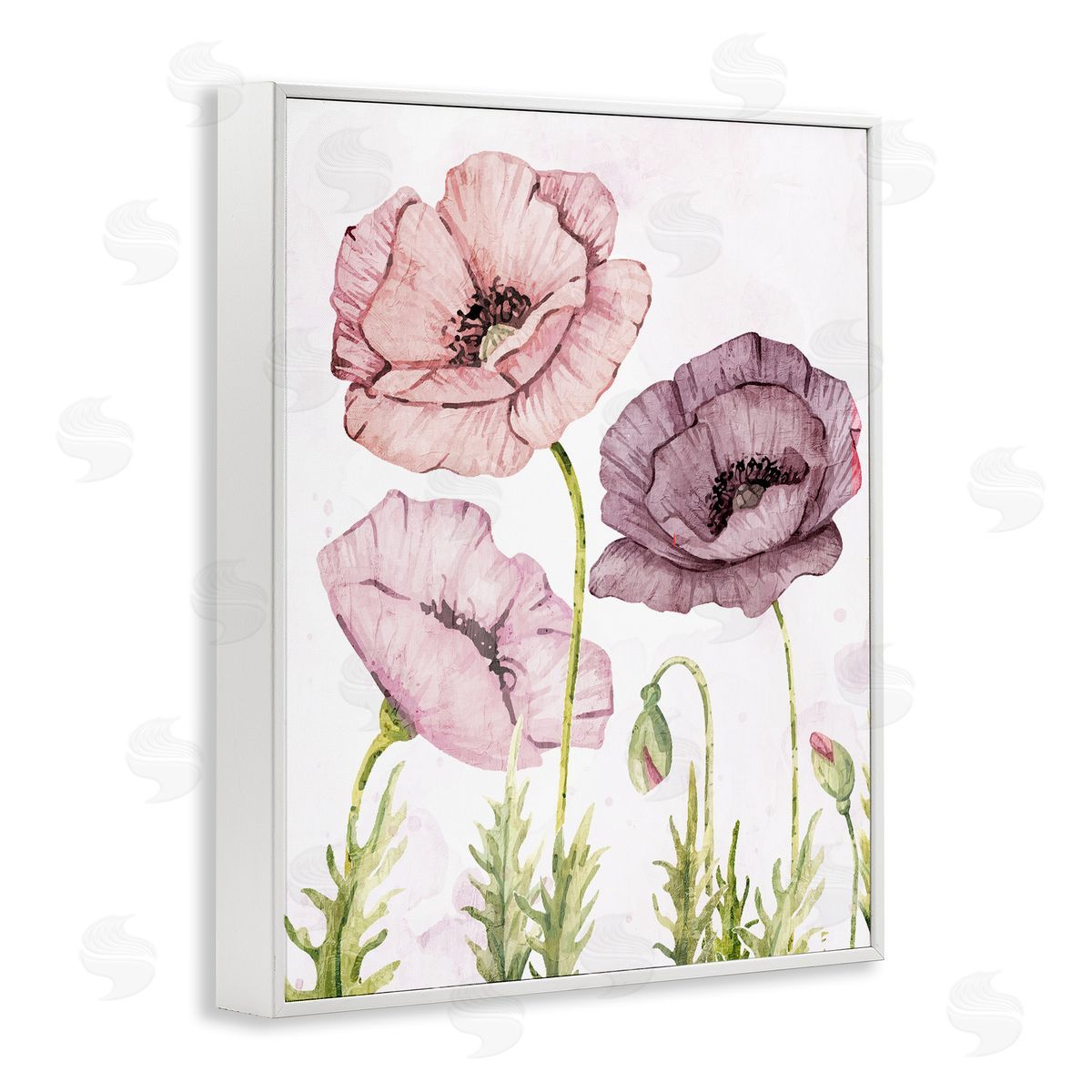 Kim Allen Poppies Trio in Garden White Framed Giclee Wall Art Print