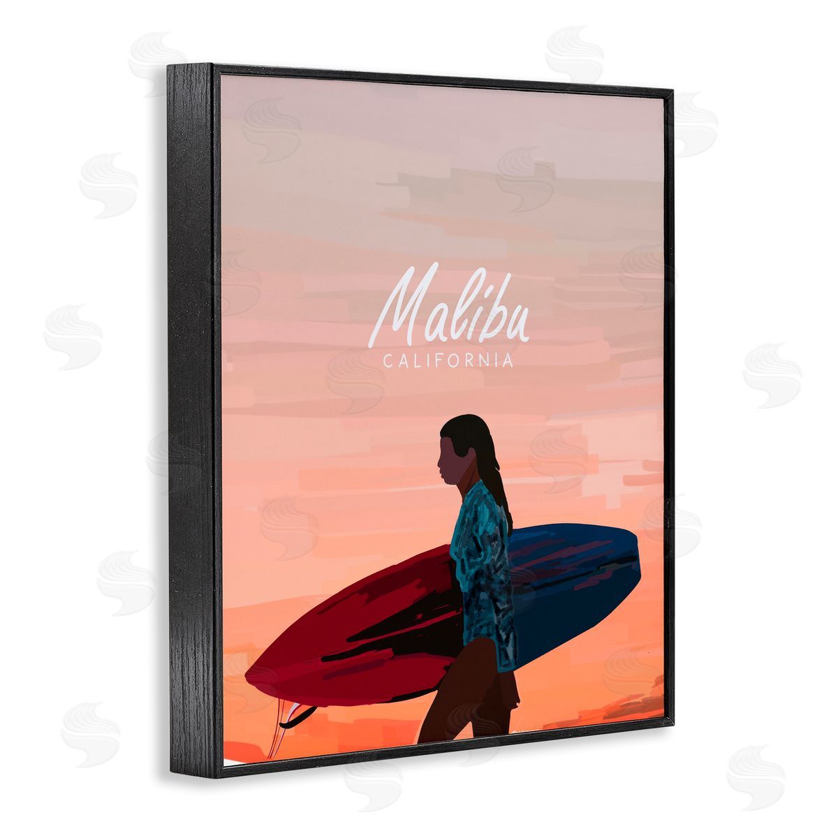 Amelia Noyes Malibu Surfer Girl Black Framed Giclee Wall Art Print