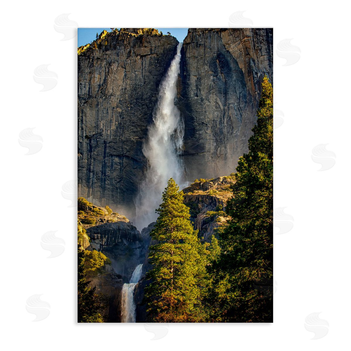 Rick Berk Waterfall Between Cliffs Canvas Wall Art Print