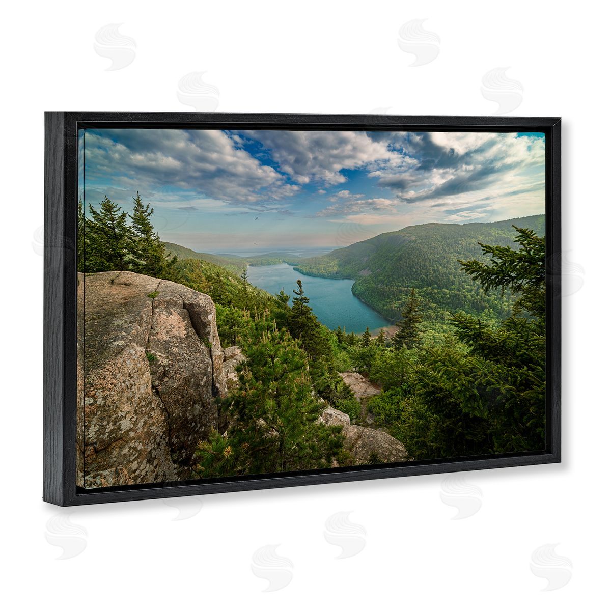 Rick Berk Lake View Over Mountains Black Floating Frame Canvas Wall Art Print