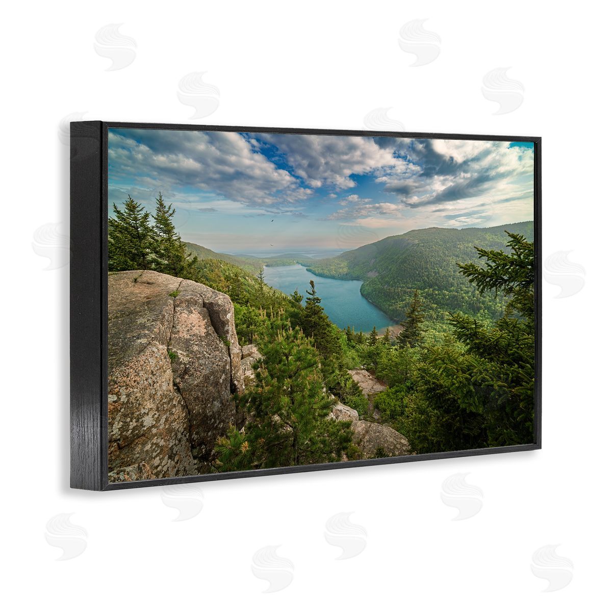Rick Berk Lake View Over Mountains Black Framed Giclee Wall Art Print