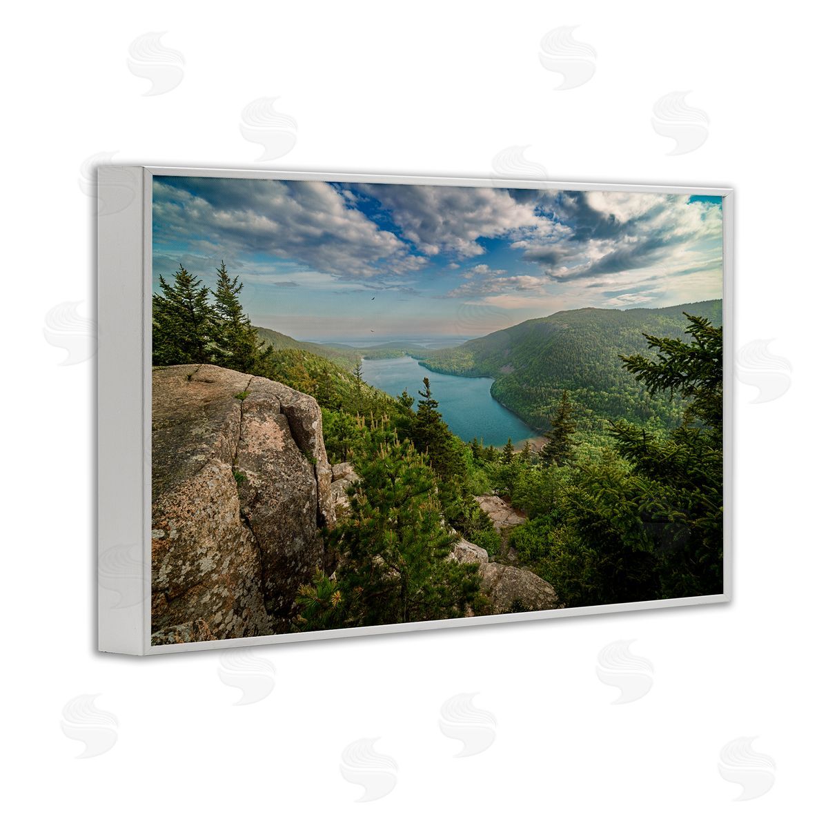 Rick Berk Lake View Over Mountains White Framed Giclee Wall Art Print