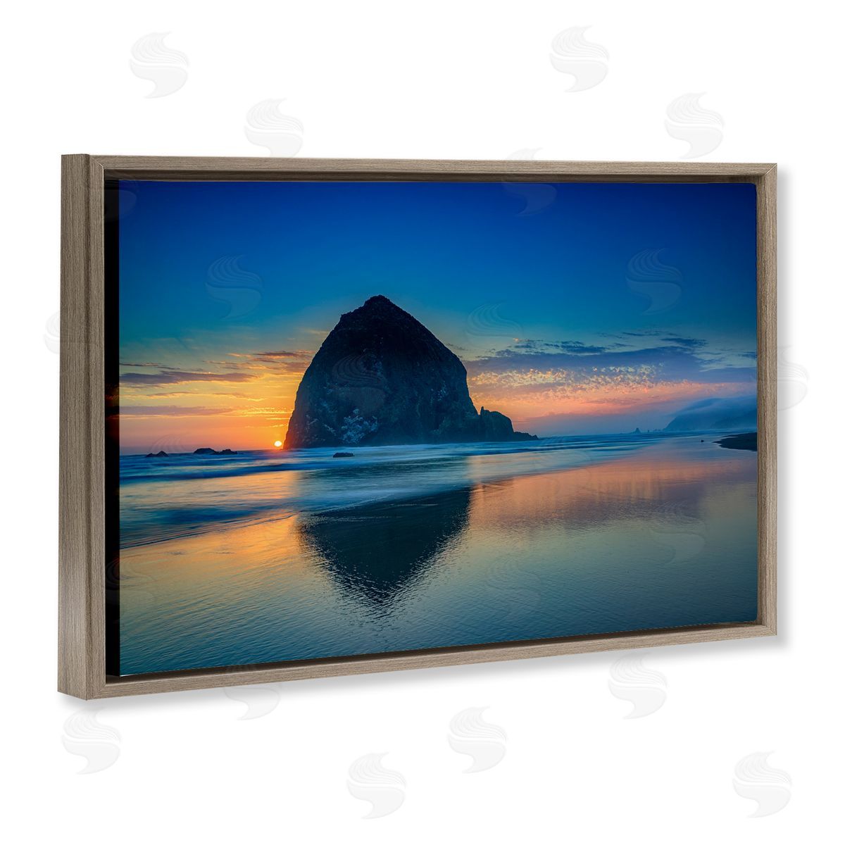 Rick Berk Deep Sunset Island View Brown Floating Frame Canvas Wall Art Print