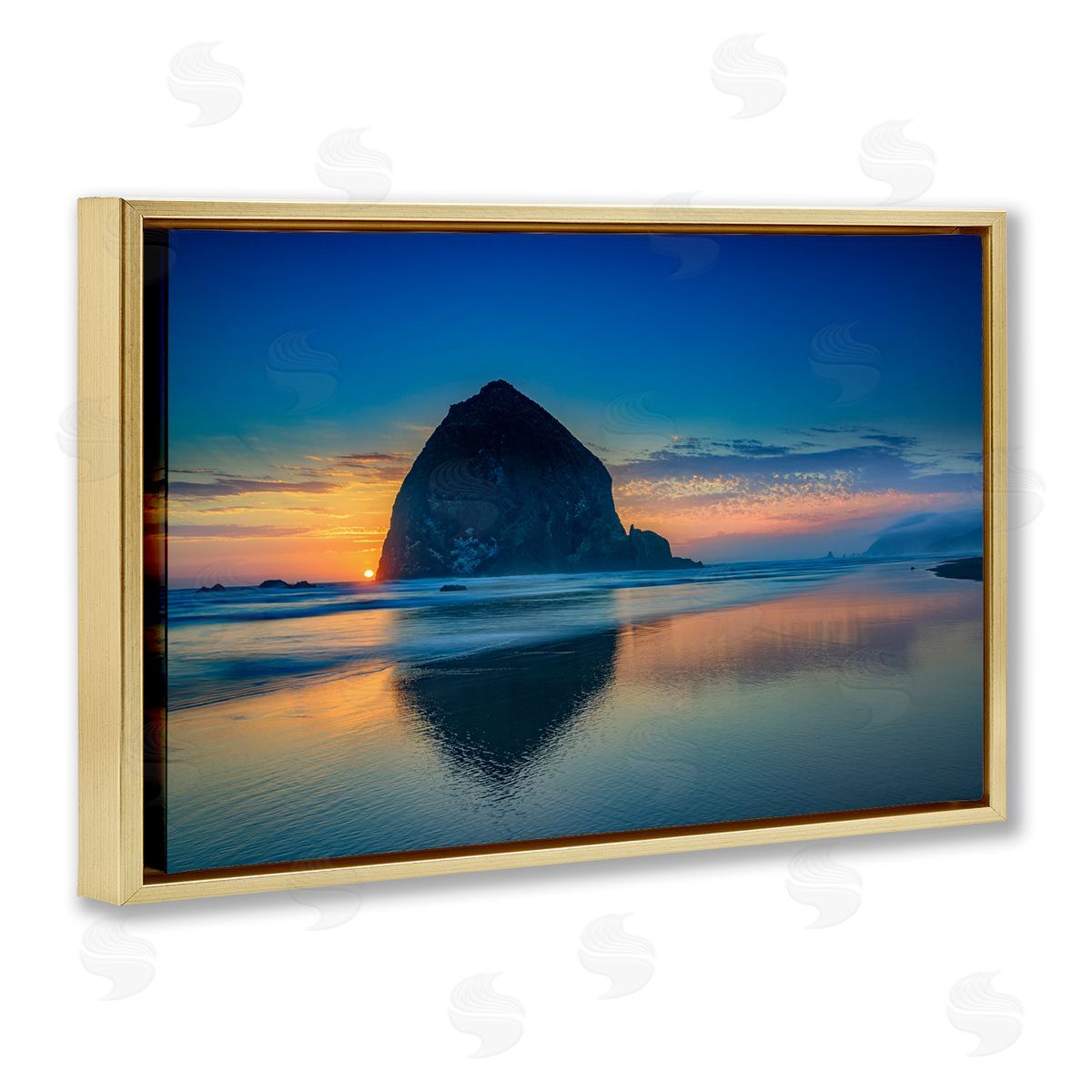 Rick Berk Deep Sunset Island View Gold Floating Frame Canvas Wall Art Print