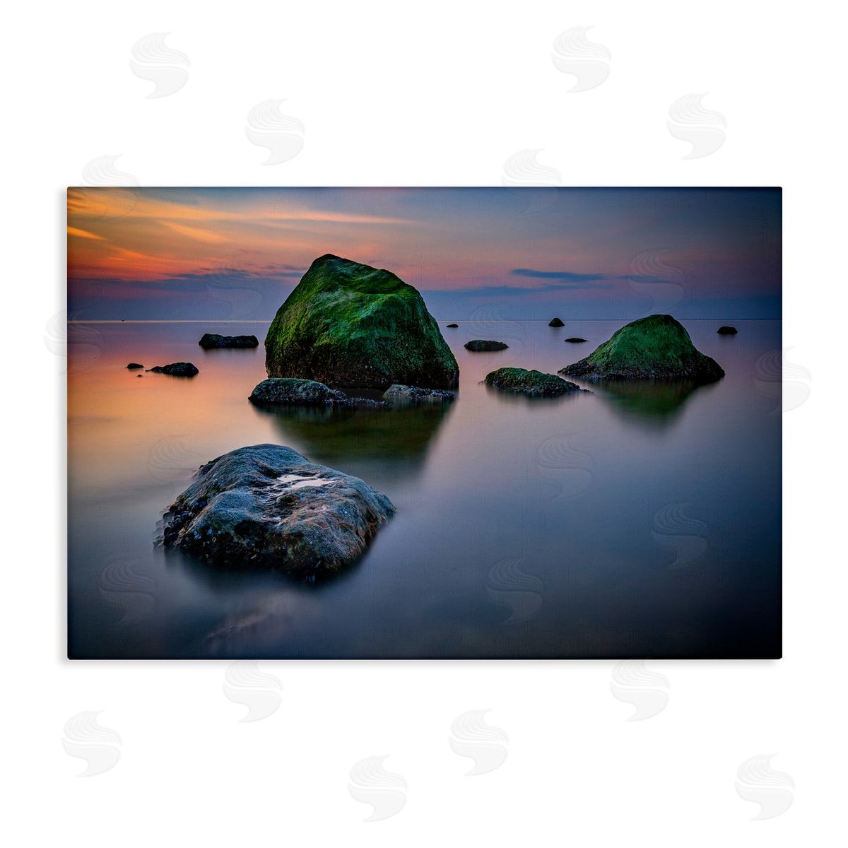 Rick Berk Mossy Rocks Protruding Sea Canvas Wall Art Print
