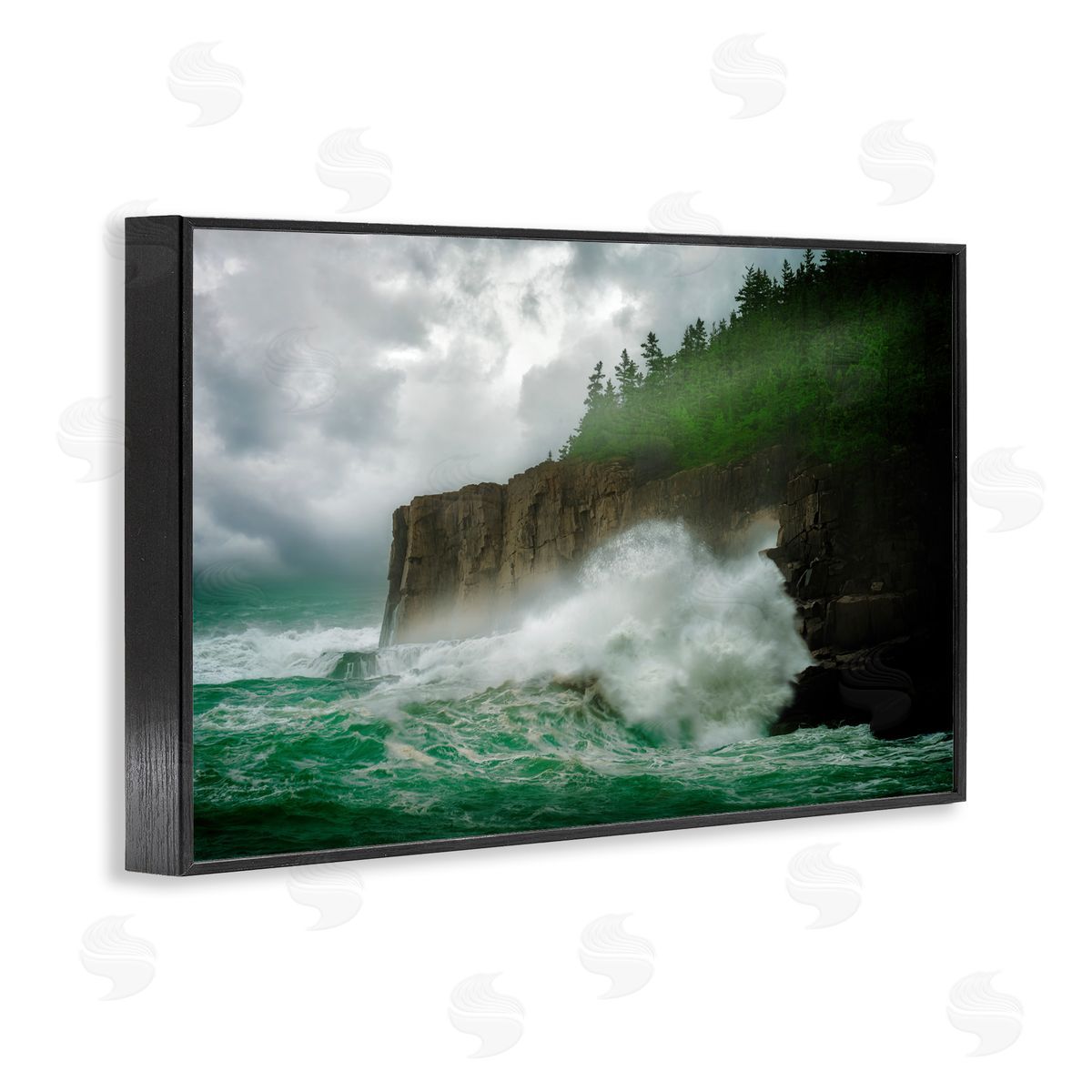 Rick Berk Rushing Water Crashing Black Framed Giclee Wall Art Print