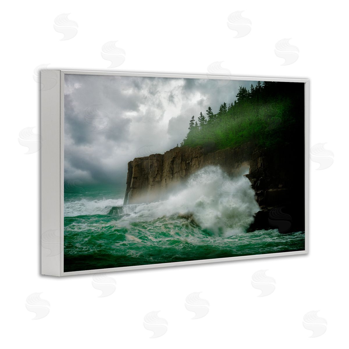 Rick Berk Rushing Water Crashing White Framed Giclee Wall Art Print