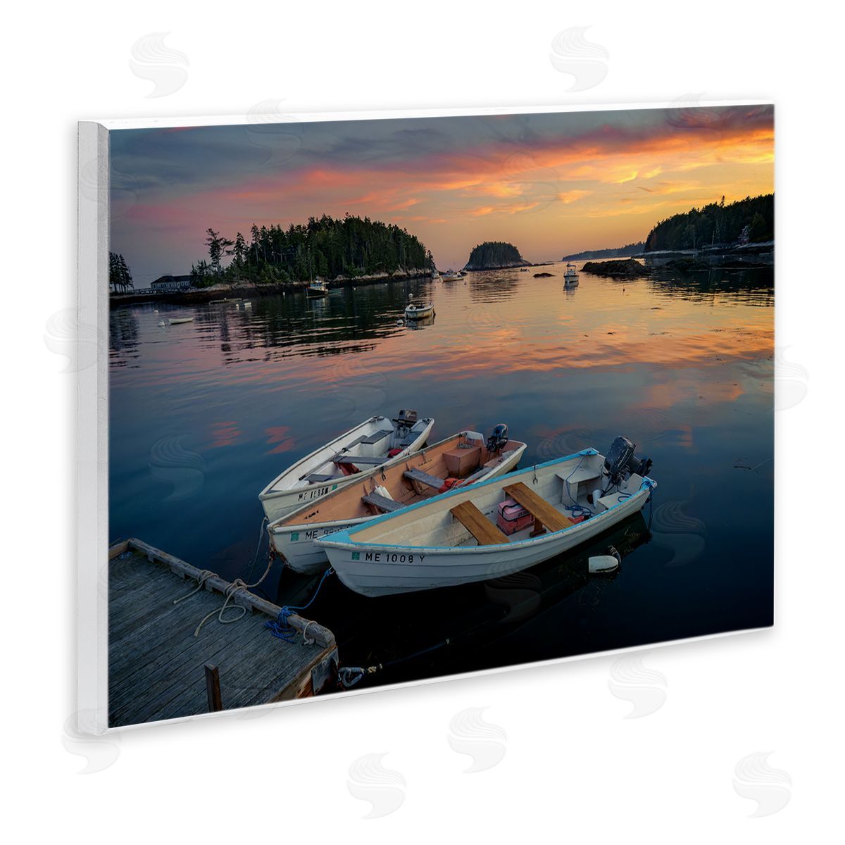 Rick Berk Three Boats at Sunset Wooden Wall Plaque Art Print