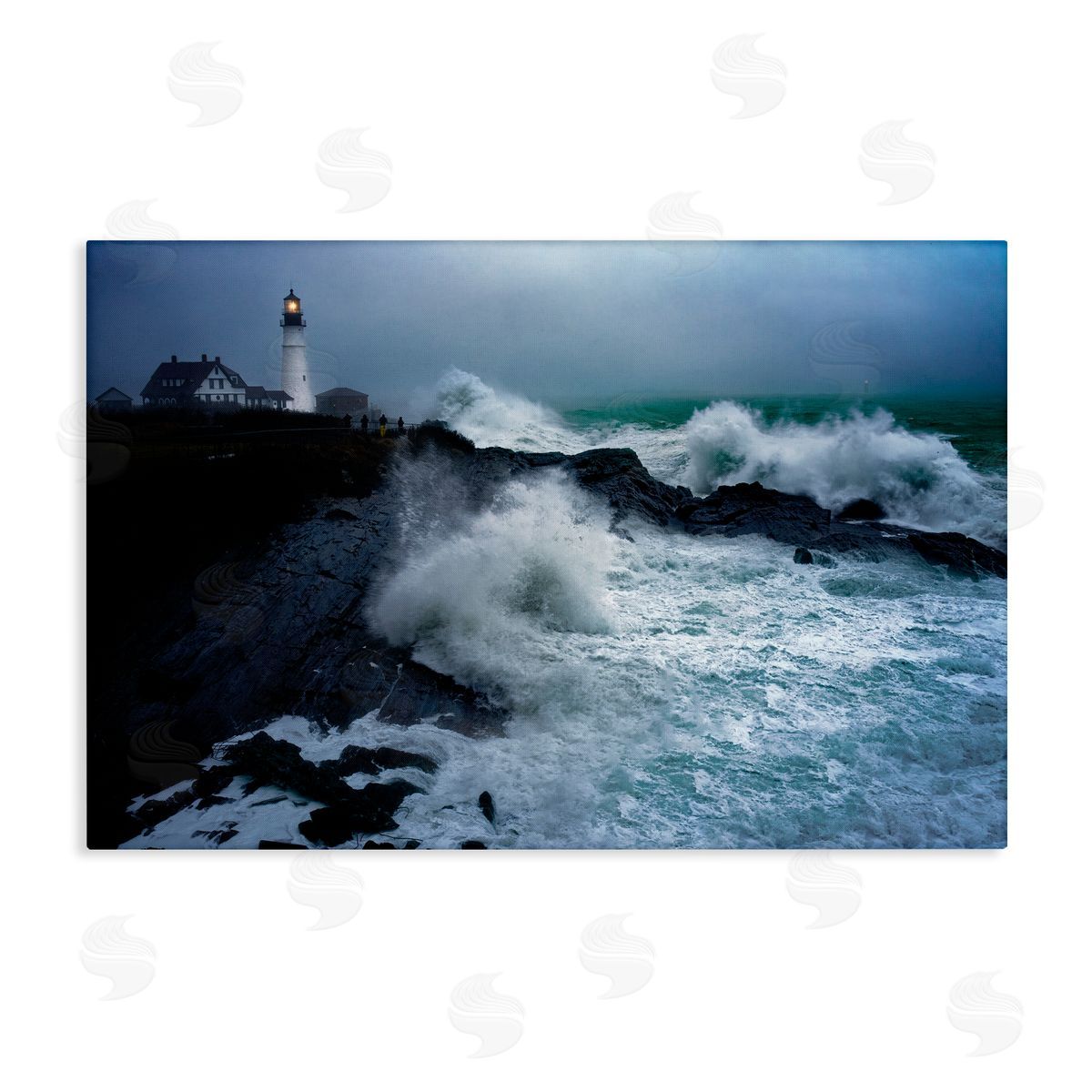 Rick Berk Splashing Waters with Lighthouse Canvas Wall Art Print