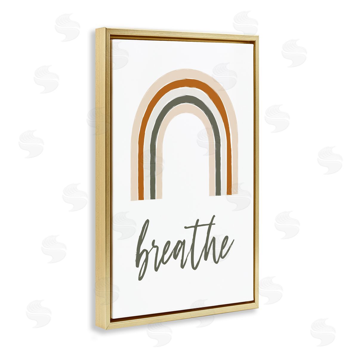 Martina Pavlova Breathe with Subtle Earth Tones Gold Floating Frame Canvas Wall Art Print