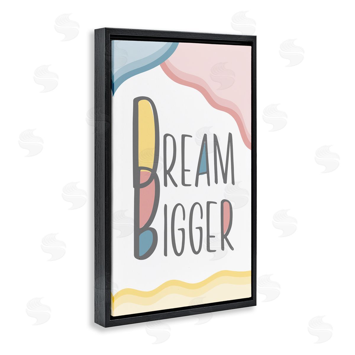 Martina Pavlova Dream Bigger Pastel Shapes Black Floating Frame Canvas Wall Art Print
