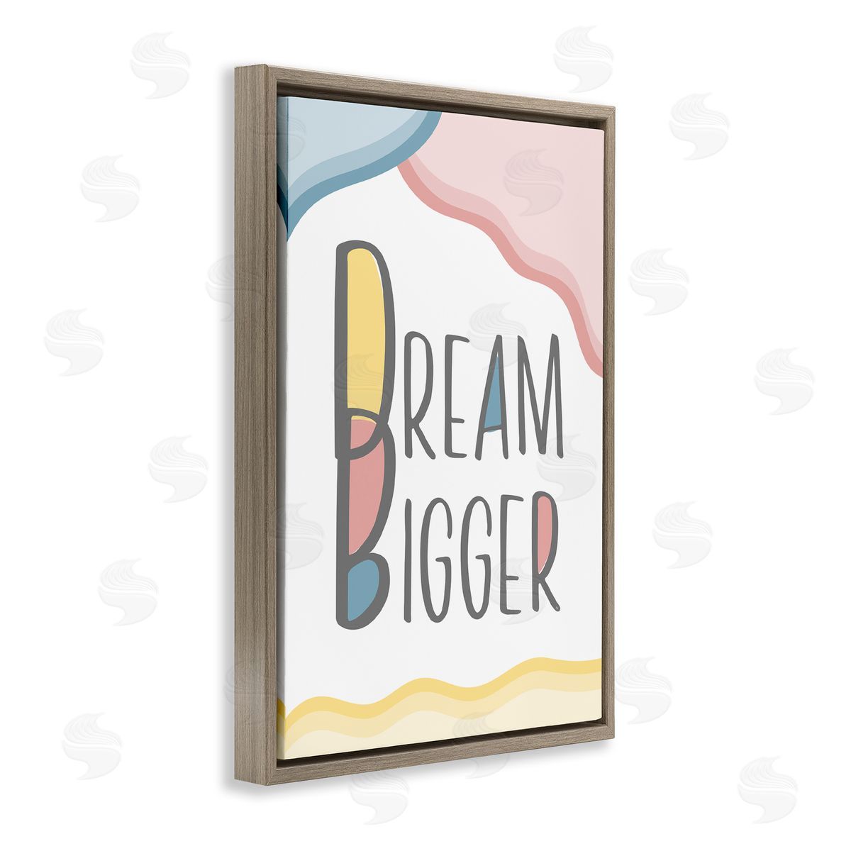 Martina Pavlova Dream Bigger Pastel Shapes Brown Floating Frame Canvas Wall Art Print