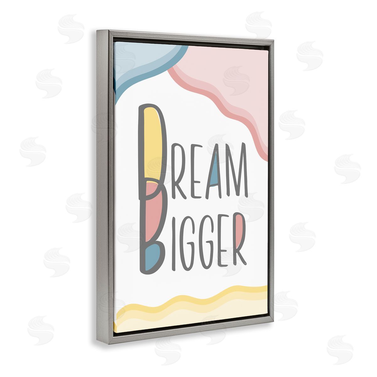 Martina Pavlova Dream Bigger Pastel Shapes Gray Floating Frame Canvas Wall Art Print