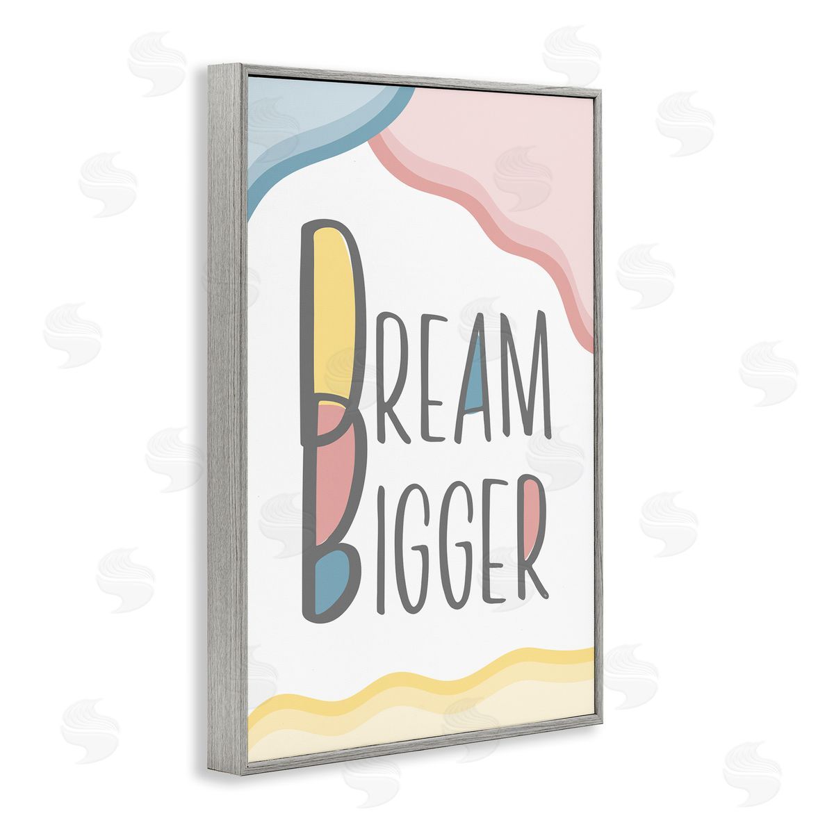 Martina Pavlova Dream Bigger Pastel Shapes Gray Framed Giclee Wall Art Print