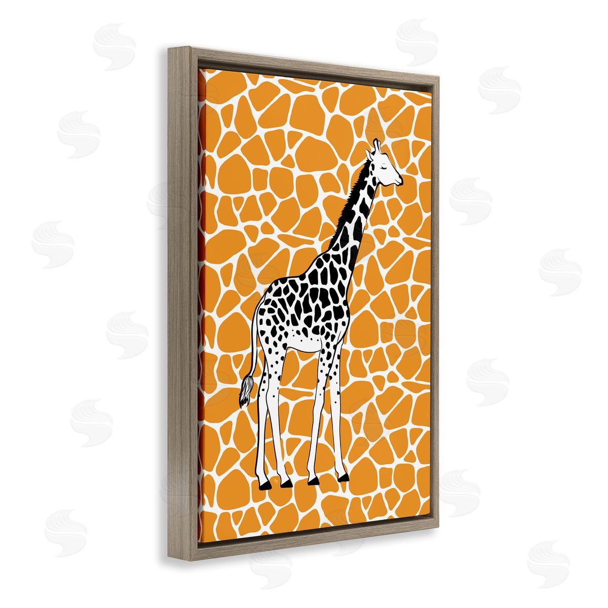 Martina Pavlova Giraffe Spots Pattern Brown Floating Frame Canvas Wall Art Print