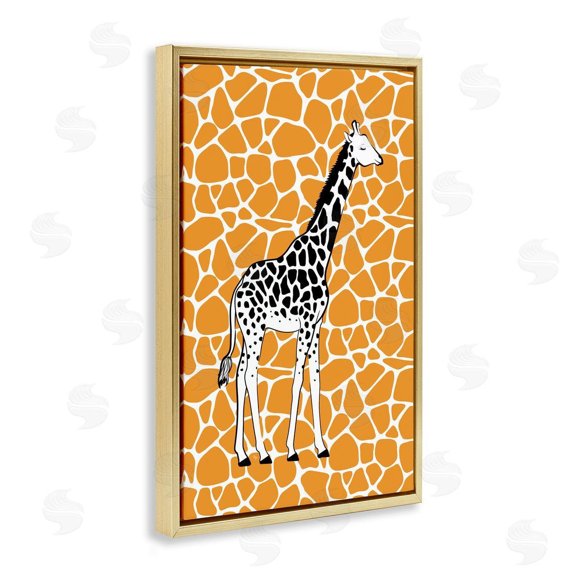 Martina Pavlova Giraffe Spots Pattern Gold Floating Frame Canvas Wall Art Print