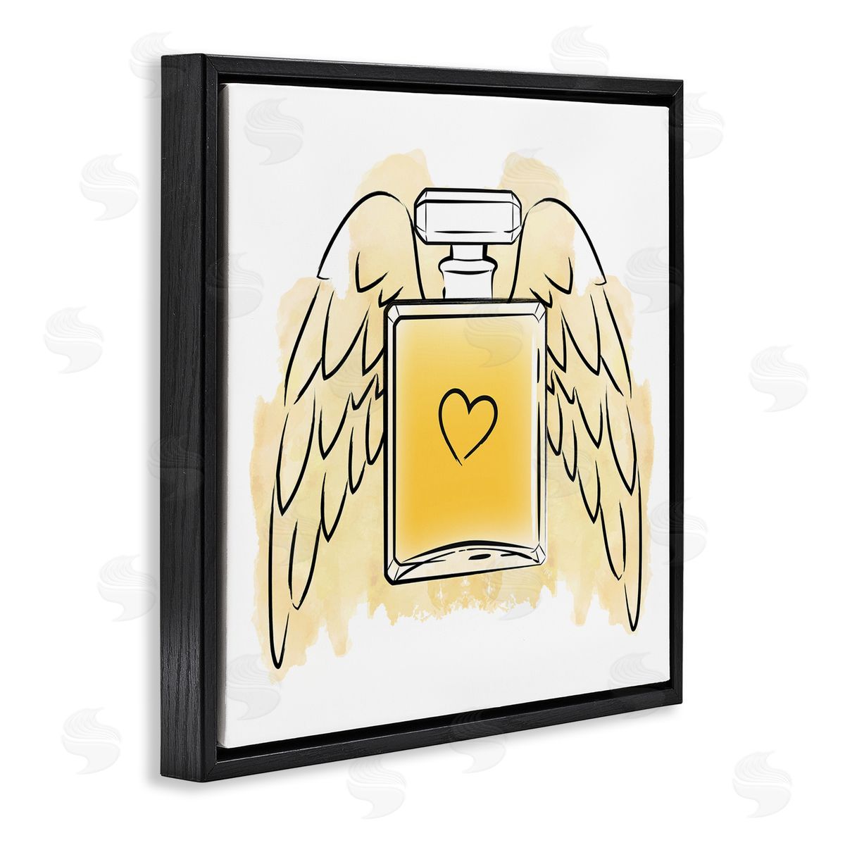 Martina Pavlova Perfume with Angel Wings Black Floating Frame Canvas Wall Art Print