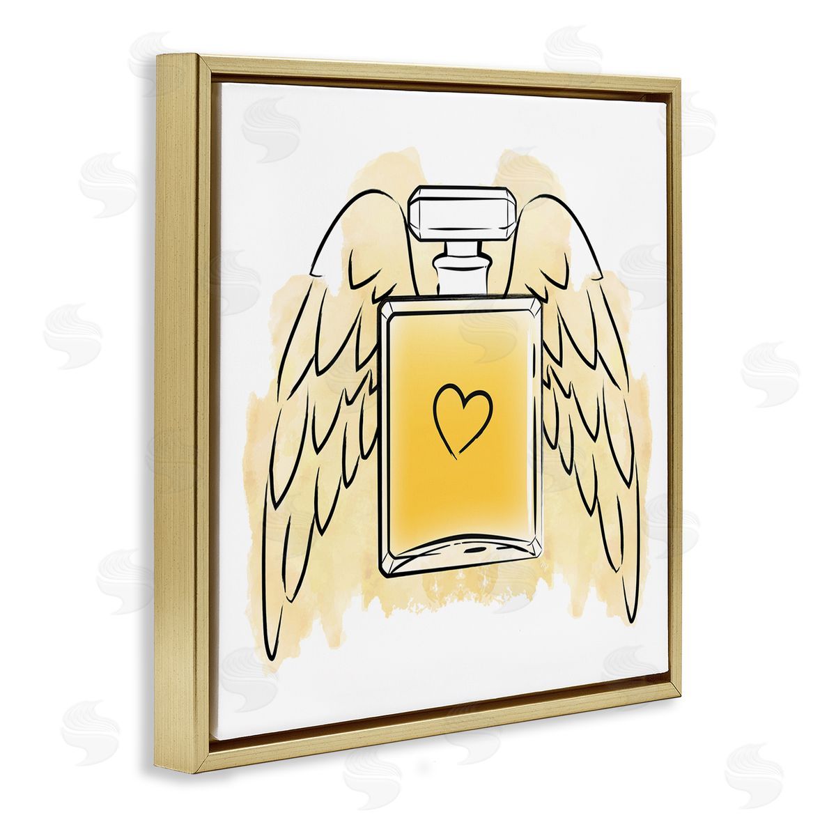 Martina Pavlova Perfume with Angel Wings Gold Floating Frame Canvas Wall Art Print