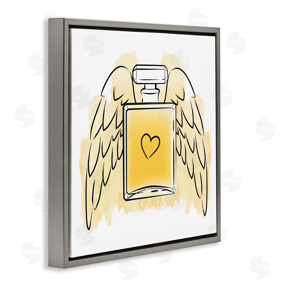 Martina Pavlova Perfume with Angel Wings Gray Floating Frame Canvas Wall Art Print