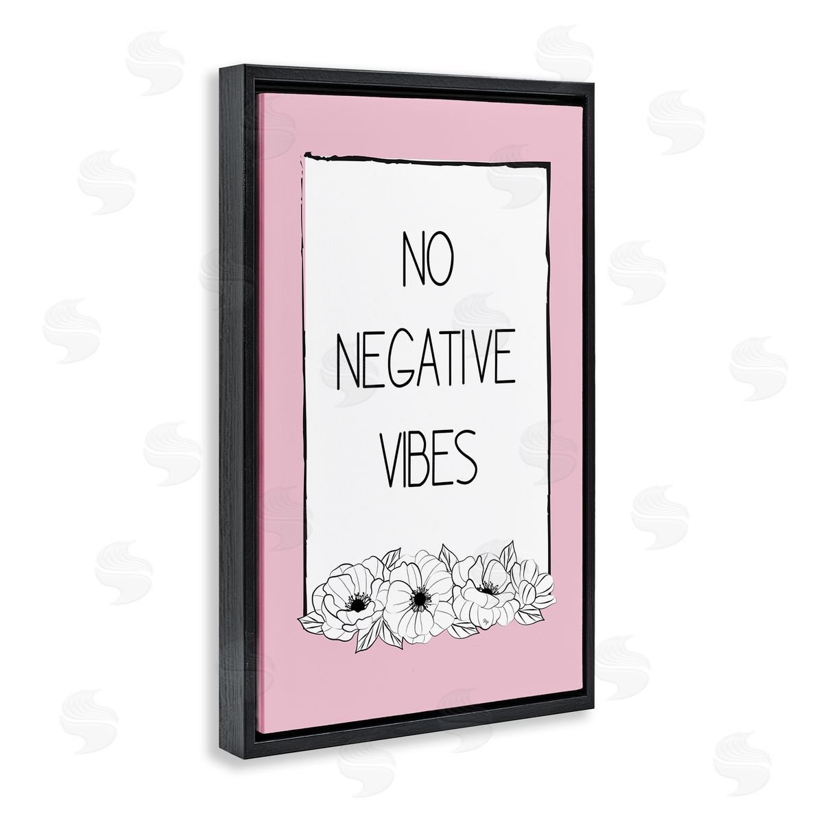 Martina Pavlova No Negative Vibes on Pink Black Floating Frame Canvas Wall Art Print