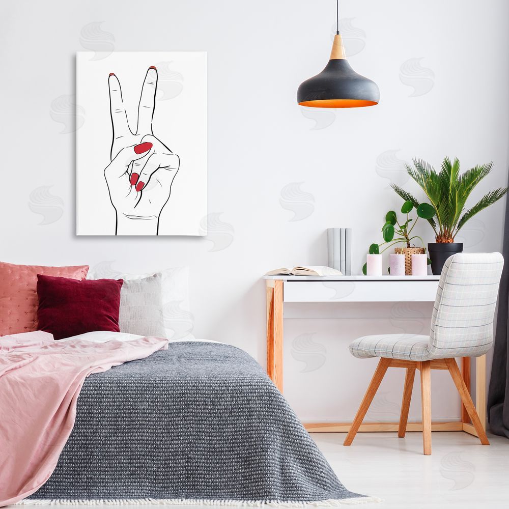 Martina Pavlova Victory Peace Sign Hand Canvas Wall Art Print in Room