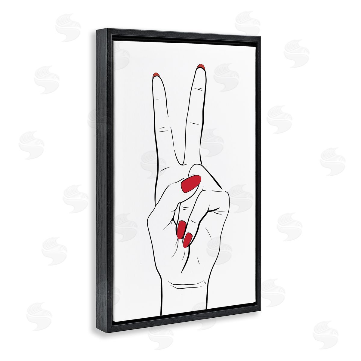 Martina Pavlova Victory Peace Sign Hand Black Floating Frame Canvas Wall Art Print