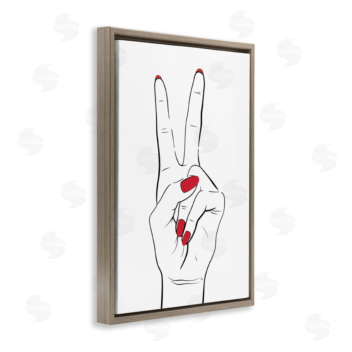 Martina Pavlova Victory Peace Sign Hand Brown Floating Frame Canvas Wall Art Print