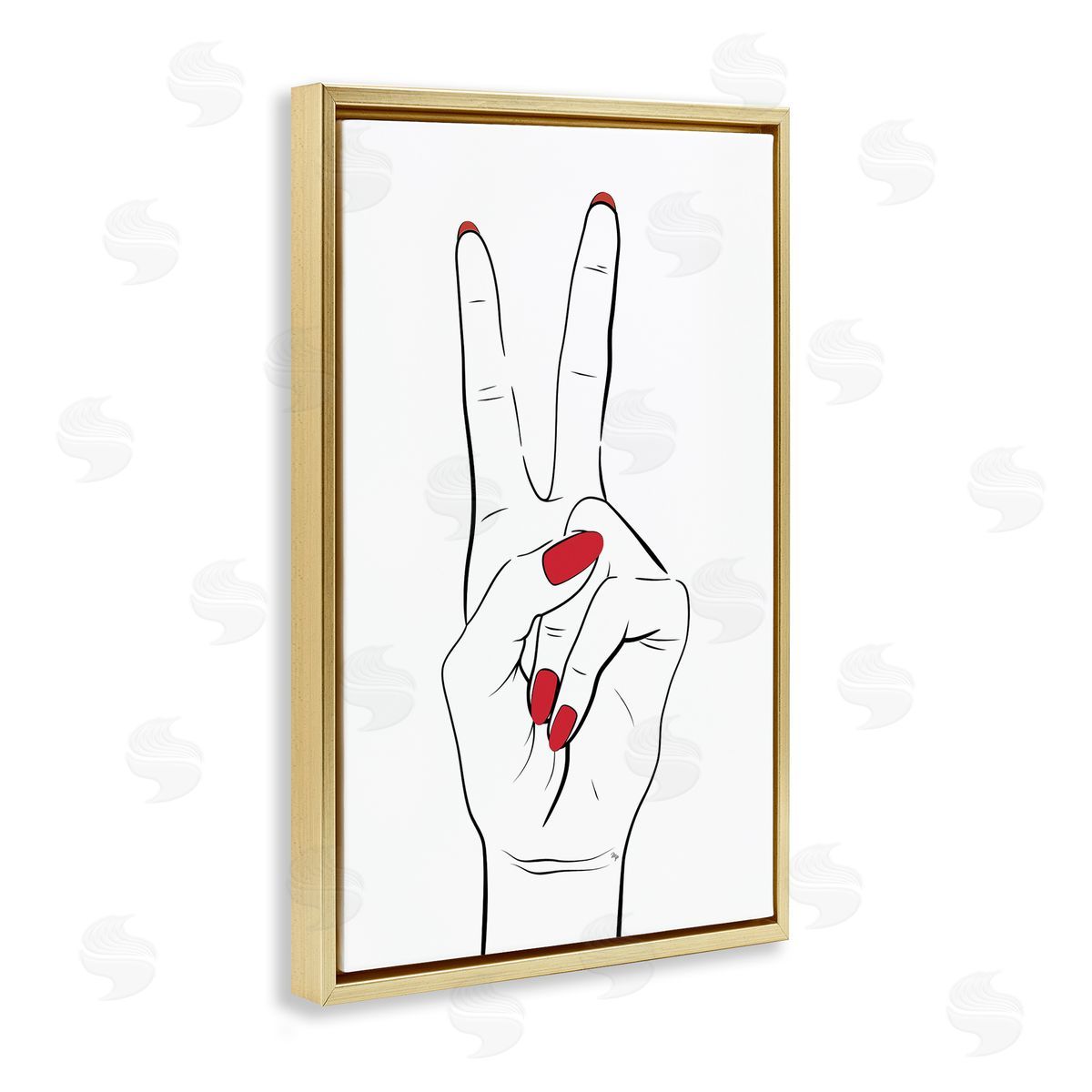 Martina Pavlova Victory Peace Sign Hand Gold Floating Frame Canvas Wall Art Print