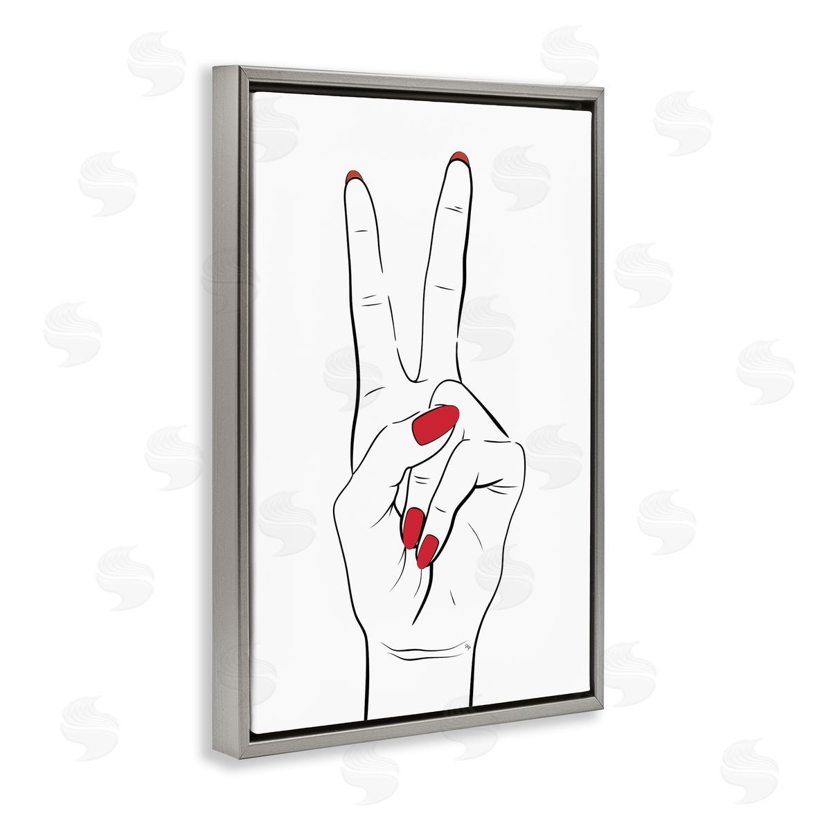 Martina Pavlova Victory Peace Sign Hand Gray Floating Frame Canvas Wall Art Print